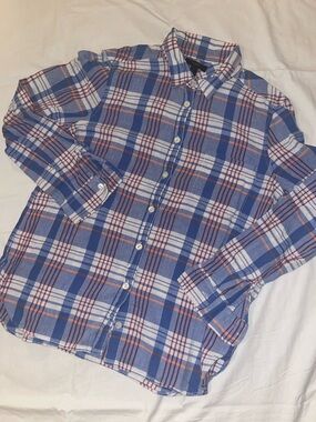J. Crew Blue, White & Red Plaid Button-Down Shirt